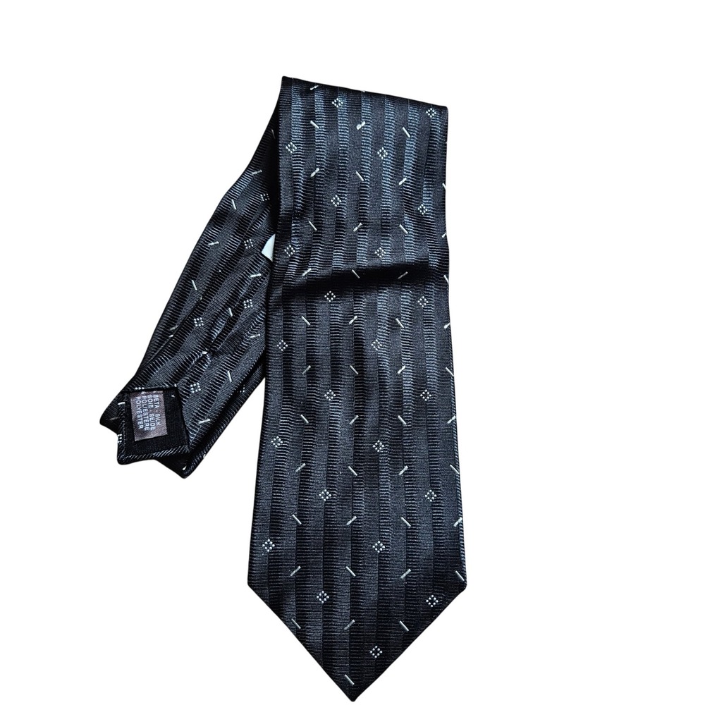 Dolce &‎ Gabbana Silk Tie Geometric Embroidered Stripe Neck Tie Stealth Wealth